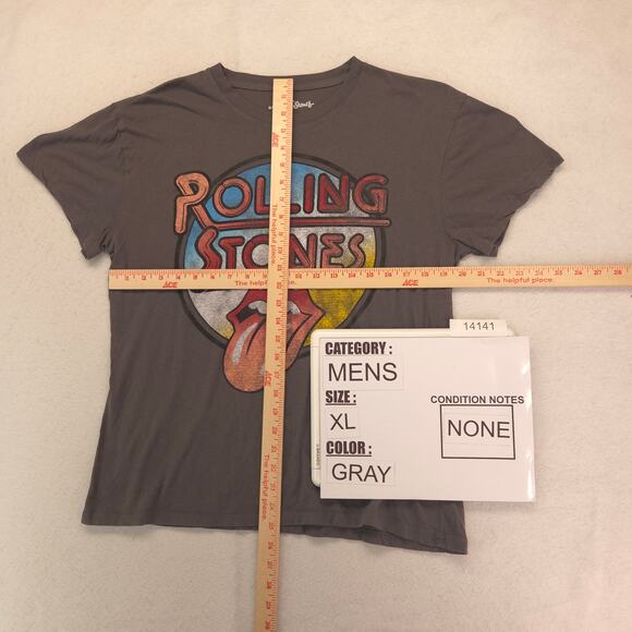 The Rolling Stones Band Crew Neck Short Sleeve T Shirt Mens Size XL Gray - Picture 5 of 9